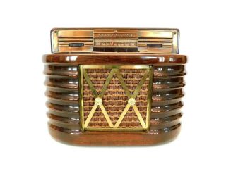 Vintage 1930s Near Old Silvertone Art Deco Brass Trim Antique Tube Radio