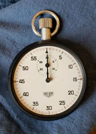 Vintage Swiss Made Heuer 7 Jewels Mechanical Wind Up Stopwatch
