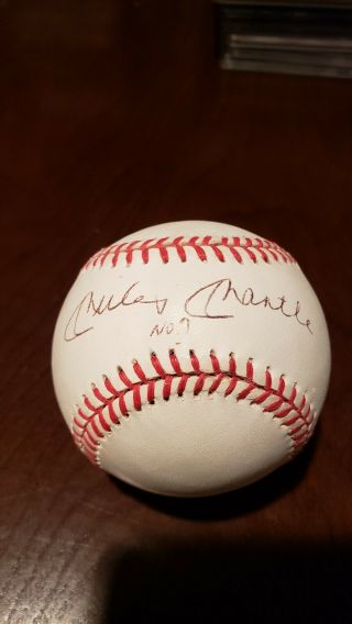 Mickey Mantle Signed Baseball W/ Inscripted No 7