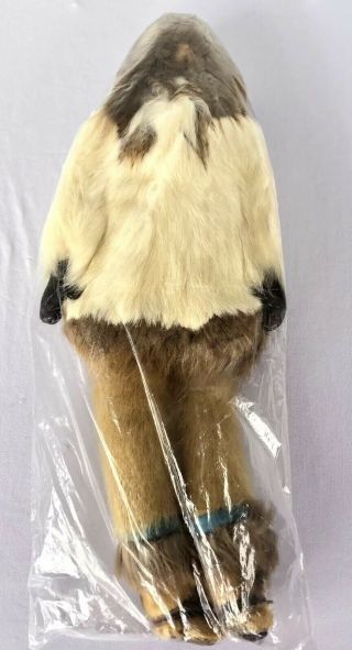 Vintage 15” Inuit Eskimo Doll Fur Leather Wood
