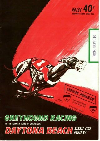 Vintage 1973 Greyhound Racing Program Daytona Beach Florida (kennel Club)
