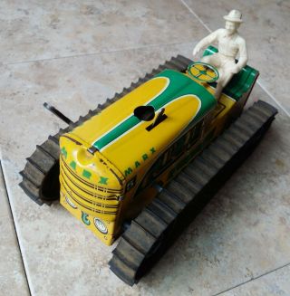 Vintage Marx 5 Tractor Wind Up Tin Litho W/ Driver