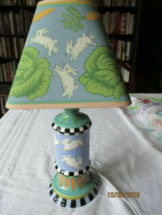 Vintage Patricia Dupont Lamp Carrots,  Cabbage,  Rabbit Hand Painted Art 1997