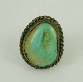 Vintage Southwestern Sterling Silver Turquoise Ring Size 4.  25