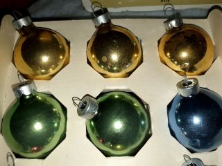 Vintage NOELLE Glass Christmas Ornaments 2 1/4” Diameter.  (12) 3