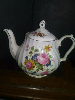 Vintage Sadler Victorian Teapot With Floral Decor Pink Tea Rosestea Party Ready