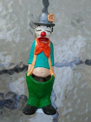Vtg Ceramic Sad Circus Clown Hobo Figure 6 " Statue Planter