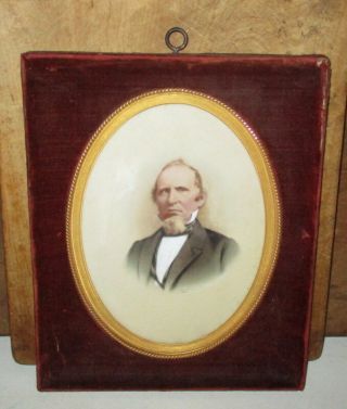 Antique Mid - 19thc Pastel Portrait Of Gentleman