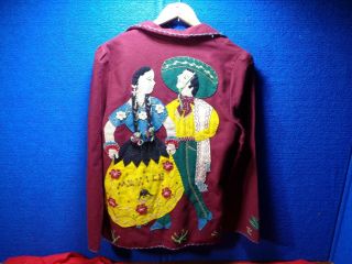 Vintage 1950’s Mexican Folk Art Lopez Embroidered Mexico Souvenir Jacket