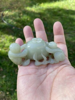 A Very Fine Antuque Chinese Carved Jade Kids Playing Statue With Wooden Stand