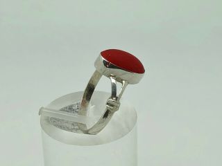 Gorgeous Vintage 800 Solid Silver Coral Tribal Design Cocktail Ring Size N 3