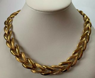 Vintage Signed Monet Chunky Gold Tone Chain Link Necklace Choker