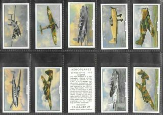 Gallaher 1939 Interesting (aircraft) Full 48 Card Set  Aeroplanes