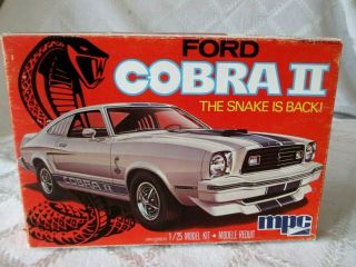 Vintage Mpc - 1976 - Ford Mustang Cobra Ii - The Snake Is Back Model Kit - Un - Built