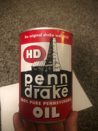 Vintage Penn Drake Pennsylvania Motor Oil Quart Tin Can