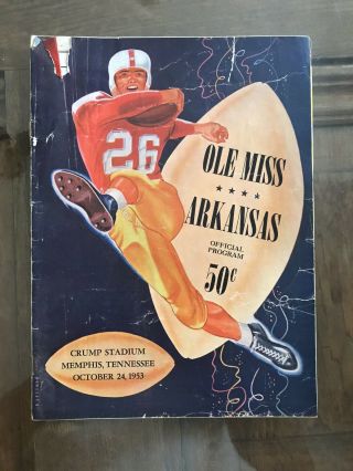 Vintage 1953 Ole Miss Vs Arkansas Football Program Crump Stadium Memphis