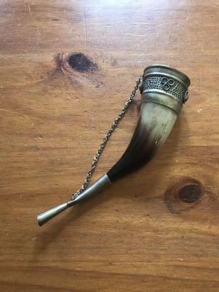 Vintage Ornate Powder Horn Viking Drinking Cup