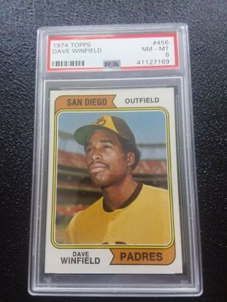 1974 Topps 456 Dave Winfield San Diego Padres Rc Hof Psa - 8 Nm - Mt Holder