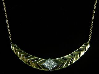 Vintage 18k Yellow Gold Diamond Pendant Necklace 14k Chain 6.  4gr