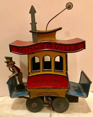 Antique Vintage Toonerville Trolley Tin Wind Up 1922 Fontaine Fox German Toy