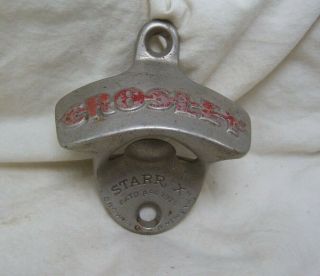 Vintage Crosley Beer Starr X Cast Iron Wall Mount Bottle Opener Made In Usa