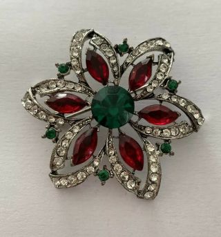Vintage Signed Weiss Christmas Poinsettia Flower Brooch Pin