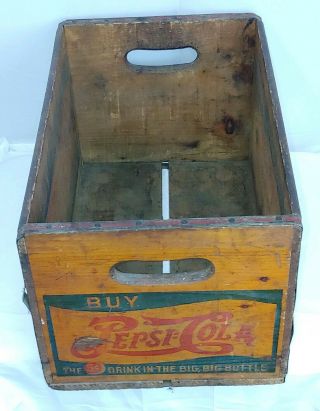 Vintage 5 cent Pepsi Cola Wood Bottle Soda Crate Box Estate Find 1940 ' s 2