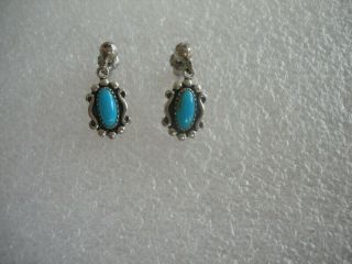 Vintage Sterling Silver Wheeler Manufacturing Co Turquoise Dangling Earrings