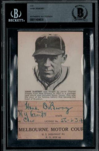 Hank Deberry D.  1956 Signed Cut Auto Bas Baseball 1922 - 30 Brooklyn Robins Dodgers