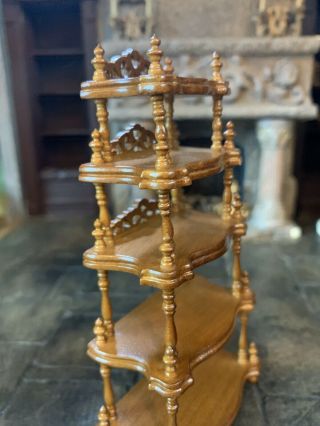 Vintage Miniature Dollhouse Five Tier Wood Carved Victorian Etagere Display 1:12