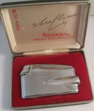 Vintage Ronson Varaflame Butane Cigarette Lighter In Case Box