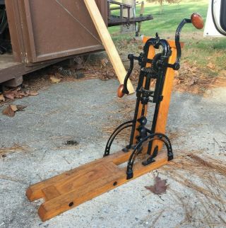 Antique Barn Beam Boring Machine,  Drill Press,  Wood Tool Collectable Vgc