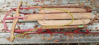 Antique Vintage Champion Champette 12 Wooden Metal Childs Wood Snow Sled