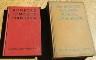 A,  2 Vintage Cook Books:the Boston Cooking School 1942,  Rumford Complete 1947