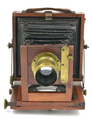 Antique Wood 4 X 5 Folding Field Camera Made In England? No Back