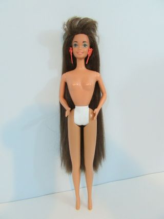 Vintage 1993 Mattel Barbie Doll - Glitter Hair Teresa W Long Brown Hair - Nude