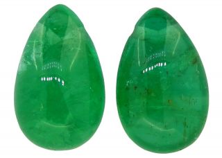 Colombian Emerald Antique Drop Beads (pair) 7.  92ct Natural Loose Gemstones