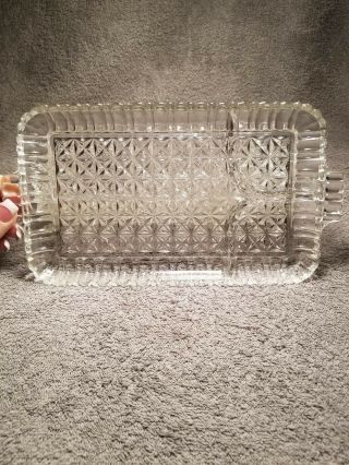 Vintage Clear Glass Rectangle 3 Section Divided Serving Dish /tray Set Of 4