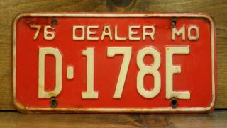 License Plate Vintage Missouri Dealer 1976 Car Tag D - 178e Rare Old Décor Sign