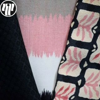 Kimono Fabric Three Sleeve Set Vintage Japanese Textile Bundle - Black And Pink