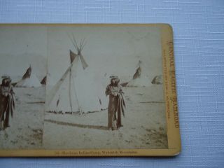 Antique Stereoview Muybridge 755 Shoshone Indian Camp,  Wahsatch Mountains CPRR 2