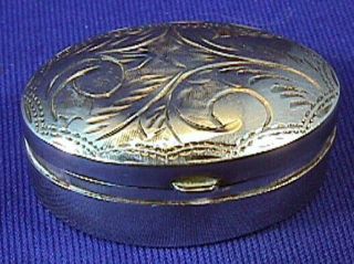 Hand Etched Tiny Antique.  925 Sterling Silver Snuff Or Pill Box