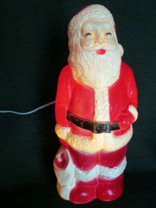Vintage Mid - Century Blow Mold Santa With Light Inside - Union Products,  Usa