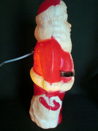 Vintage Mid - Century Blow Mold Santa With Light Inside - Union Products,  USA 2