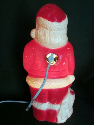 Vintage Mid - Century Blow Mold Santa With Light Inside - Union Products,  USA 3