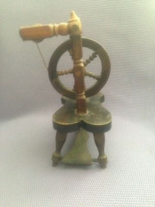 Vtg Small Wood Italian Spinning Wheel Miniature 12 " Salesman Sample Model Italy