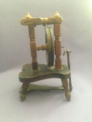 Vtg Small Wood Italian Spinning Wheel Miniature 12 