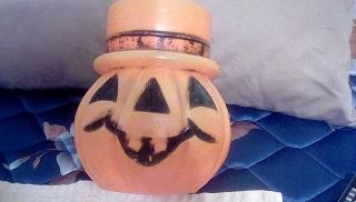 Vintage Halloween Pumpkin Head Double Faced Blow Mold