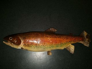 Rainbow Brown Trout Whole Fish Taxidermy Skin Mount Repair Decor Vintage Antique