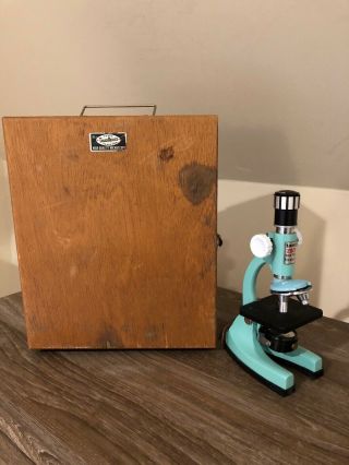 Vintage Tasco Deluxe Microscope With Wooden Case - Tools,  Slides,  Etc